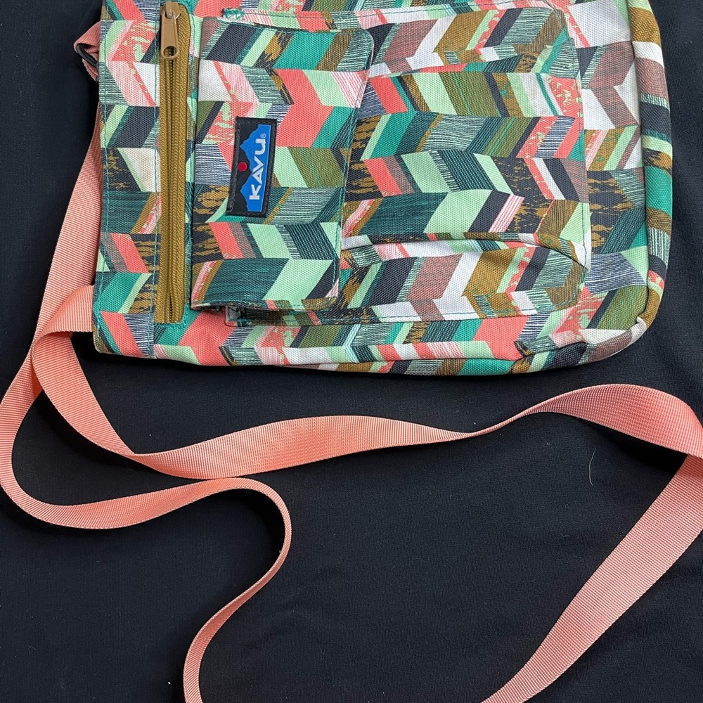Kavu Multicolor Crossbody Bag salmon teal mint